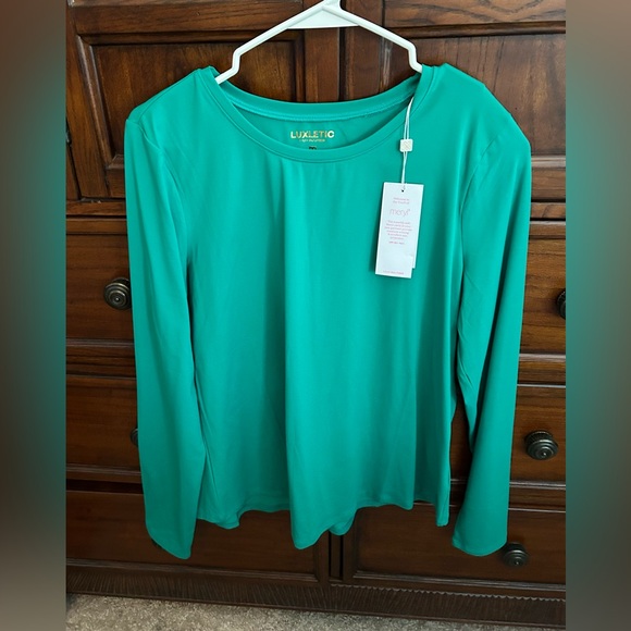 NWT Lilly Pulitzer Westley Luxletic Active SPF 50+ Green Long-Sleeve Tee, Size M - Picture 8 of 14